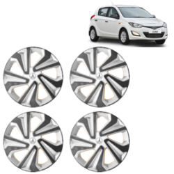 Premium Quality Car Full Wheel Cover Caps Clip Type 12 Inches (Corona B) (Double Colour Silver-Black) For i20