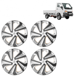 Premium Quality Car Full Wheel Cover Caps Clip Type 12 Inches (Corona B) (Double Colour Silver-Black) For Tata Ace