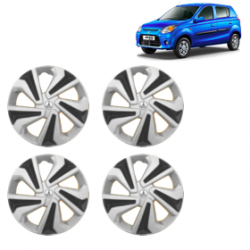 Premium Quality Car Full Wheel Cover Caps Clip Type 12 Inches (Corona C) (Double Colour Silver-Black) For Alto 800