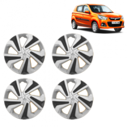 Premium Quality Car Full Wheel Cover Caps Clip Type 12 Inches (Corona C) (Double Colour Silver-Black) For Alto K-10 New Model