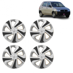 Premium Quality Car Full Wheel Cover Caps Clip Type 12 Inches (Corona C) (Double Colour Silver-Black) For Alto New Model