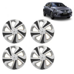 Premium Quality Car Full Wheel Cover Caps Clip Type 12 Inches (Corona C) (Double Colour Silver-Black) For Baleno New Model