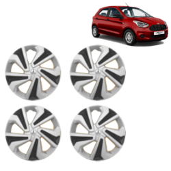 Premium Quality Car Full Wheel Cover Caps Clip Type 12 Inches (Corona C) (Double Colour Silver-Black) For Figo