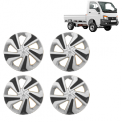 Premium Quality Car Full Wheel Cover Caps Clip Type 12 Inches (Corona C) (Double Colour Silver-Black) For Tata Ace