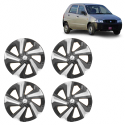 Premium Quality Car Full Wheel Cover Caps Clip Type 12 Inches (Corona D) (Double Colour Silver-Black) For Alto