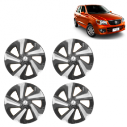 Premium Quality Car Full Wheel Cover Caps Clip Type 12 Inches (Corona D) (Double Colour Silver-Black) For Alto K-10