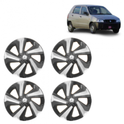 Premium Quality Car Full Wheel Cover Caps Clip Type 12 Inches (Corona D) (Double Colour Silver-Black) For Alto New Model