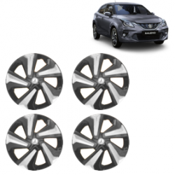 Premium Quality Car Full Wheel Cover Caps Clip Type 12 Inches (Corona D) (Double Colour Silver-Black) For Baleno New Model