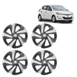 Premium Quality Car Full Wheel Cover Caps Clip Type 12 Inches (Corona D) (Double Colour Silver-Black) For i20