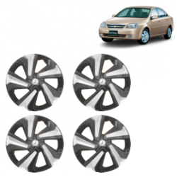 Premium Quality Car Full Wheel Cover Caps Clip Type 12 Inches (Corona D) (Double Colour Silver-Black) For Optra