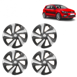Premium Quality Car Full Wheel Cover Caps Clip Type 12 Inches (Corona D) (Double Colour Silver-Black) For Polo