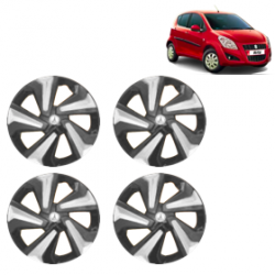 Premium Quality Car Full Wheel Cover Caps Clip Type 12 Inches (Corona D) (Double Colour Silver-Black) For Ritz
