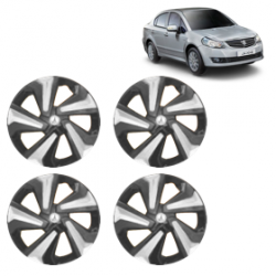Premium Quality Car Full Wheel Cover Caps Clip Type 12 Inches (Corona D) (Double Colour Silver-Black) For SX4
