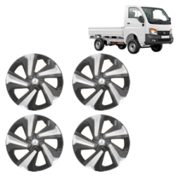 Premium Quality Car Full Wheel Cover Caps Clip Type 12 Inches (Corona D) (Double Colour Silver-Black) For Tata Ace