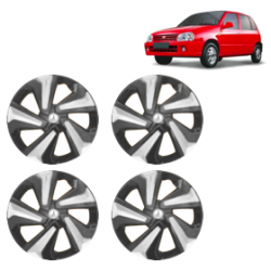 Premium Quality Car Full Wheel Cover Caps Clip Type 12 Inches (Corona D) (Double Colour Silver-Black) For Zen