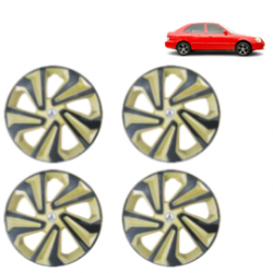 Premium Quality Car Full Wheel Cover Caps Clip Type 12 Inches (Corona) (Double Colour Golden-Black) For Accent Viva