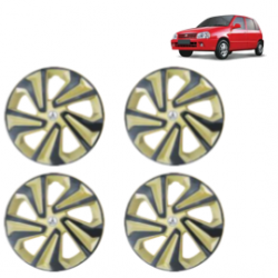 Premium Quality Car Full Wheel Cover Caps Clip Type 12 Inches (Corona) (Double Colour Golden-Black) For Zen