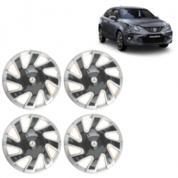 Premium Quality Car Full Wheel Cover Caps Clip Type 12 Inches (CUBA) (Double Colour Silver-Black) For Baleno New Model