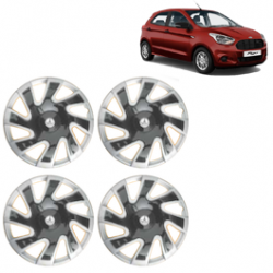 Premium Quality Car Full Wheel Cover Caps Clip Type 12 Inches (CUBA) (Double Colour Silver-Black) For Figo