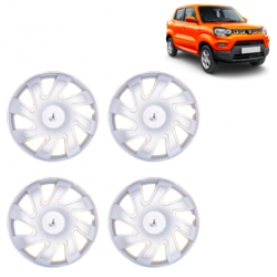 Premium Quality Car Full Wheel Cover Caps Clip Type 12 Inches (Cuba) (Silver) For S-Presso