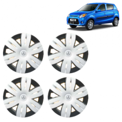 Premium Quality Car Full Wheel Cover Caps Clip Type 12 Inches (Double Colour Silver-Black) For Alto 800