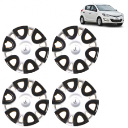 Premium Quality Car Full Wheel Cover Caps Clip Type 12 Inches (Double Colour Silver-Black) For i20