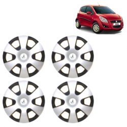 Premium Quality Car Full Wheel Cover Caps Clip Type 12 Inches (Double Colour Silver-Black) For Ritz