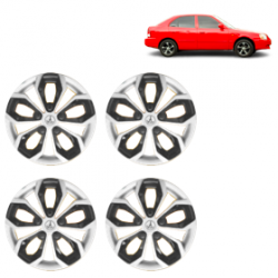 Premium Quality Car Full Wheel Cover Caps Clip Type 12 Inches (Fury) (Double Colour Silver-Black) For Accent Viva