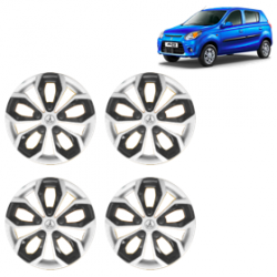 Premium Quality Car Full Wheel Cover Caps Clip Type 12 Inches (Fury) (Double Colour Silver-Black) For Alto 800