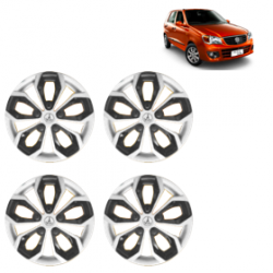 Premium Quality Car Full Wheel Cover Caps Clip Type 12 Inches (Fury) (Double Colour Silver-Black) For Alto K-10