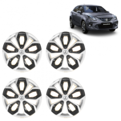 Premium Quality Car Full Wheel Cover Caps Clip Type 12 Inches (Fury) (Double Colour Silver-Black) For Baleno New Model