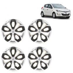 Premium Quality Car Full Wheel Cover Caps Clip Type 12 Inches (Fury) (Double Colour Silver-Black) For i20