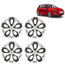 Premium Quality Car Full Wheel Cover Caps Clip Type 12 Inches (Fury) (Double Colour Silver-Black) For Polo