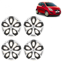 Premium Quality Car Full Wheel Cover Caps Clip Type 12 Inches (Fury) (Double Colour Silver-Black) For Ritz