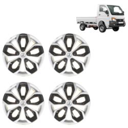 Premium Quality Car Full Wheel Cover Caps Clip Type 12 Inches (Fury) (Double Colour Silver-Black) For Tata Ace