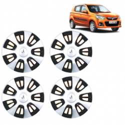 Premium Quality Car Full Wheel Cover Caps Clip Type 12 Inches (FX) (Double Colour Silver-Black) For Alto K-10 New Model