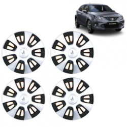 Premium Quality Car Full Wheel Cover Caps Clip Type 12 Inches (FX) (Double Colour Silver-Black) For Baleno New Model