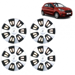Premium Quality Car Full Wheel Cover Caps Clip Type 12 Inches (FX) (Double Colour Silver-Black) For Figo