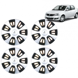 Premium Quality Car Full Wheel Cover Caps Clip Type 12 Inches (FX) (Double Colour Silver-Black) For Logan