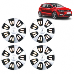 Premium Quality Car Full Wheel Cover Caps Clip Type 12 Inches (FX) (Double Colour Silver-Black) For Polo