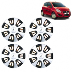 Premium Quality Car Full Wheel Cover Caps Clip Type 12 Inches (FX) (Double Colour Silver-Black) For Ritz