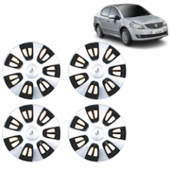Premium Quality Car Full Wheel Cover Caps Clip Type 12 Inches (FX) (Double Colour Silver-Black) For SX4
