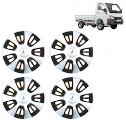 Premium Quality Car Full Wheel Cover Caps Clip Type 12 Inches (FX) (Double Colour Silver-Black) For Tata Ace