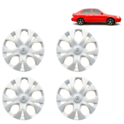 Premium Quality Car Full Wheel Cover Caps Clip Type 12 Inches (Maddy) (Double Colour Silver-Black) For Accent Viva