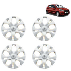 Premium Quality Car Full Wheel Cover Caps Clip Type 12 Inches (Maddy) (Double Colour Silver-Black) For Figo