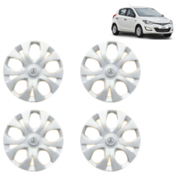 Premium Quality Car Full Wheel Cover Caps Clip Type 12 Inches (Maddy) (Double Colour Silver-Black) For i20