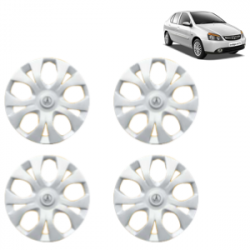 Premium Quality Car Full Wheel Cover Caps Clip Type 12 Inches (Maddy) (Double Colour Silver-Black) For Indigo New Model