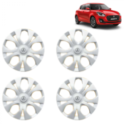 Premium Quality Car Full Wheel Cover Caps Clip Type 12 Inches (Maddy) (Double Colour Silver-Black) For Swift New