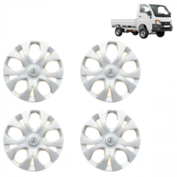Premium Quality Car Full Wheel Cover Caps Clip Type 12 Inches (Maddy) (Double Colour Silver-Black) For Tata Ace