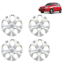 Premium Quality Car Full Wheel Cover Caps Clip Type 12 Inches (Maddy) (Double Colour Silver-Black) For Zen